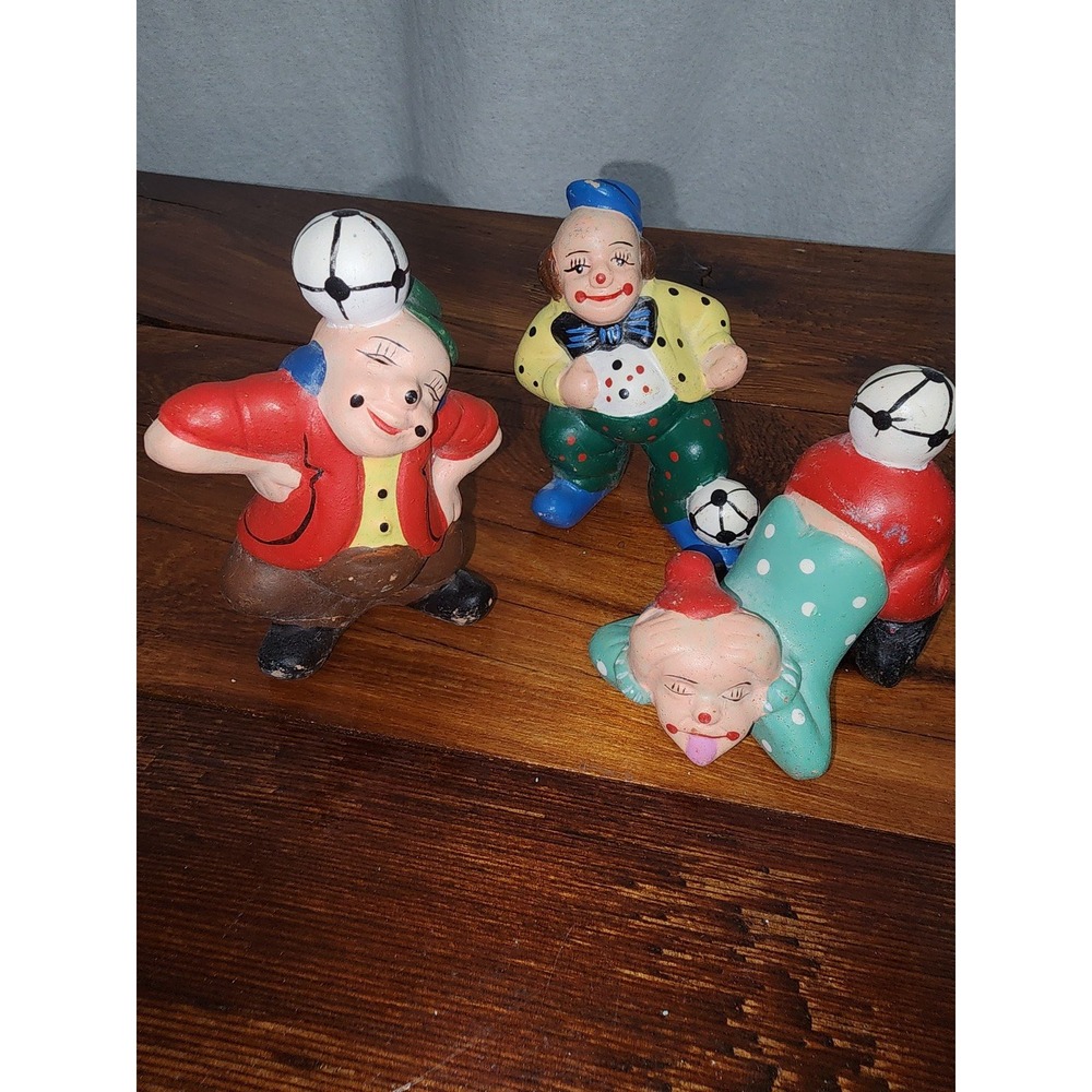 Set of Three Soccer‎ Clowns Vintage